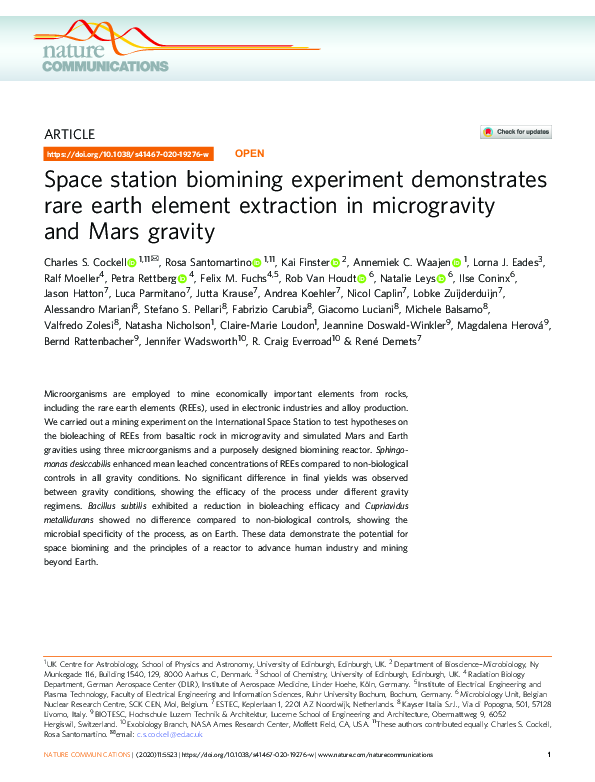 (PDF) Space station biomining experiment demonstrates rare earth ...