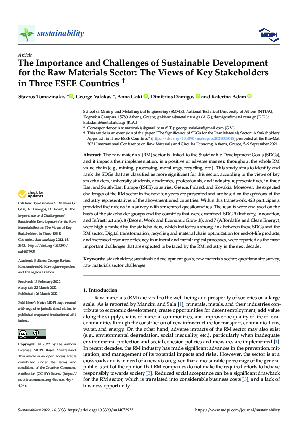 (PDF) The Importance and Challenges of Sustainable Development for the ...