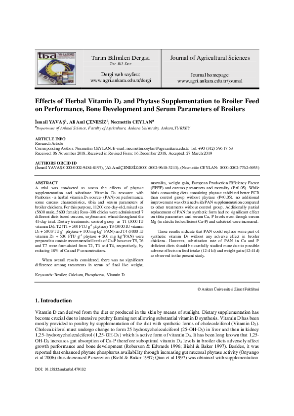 (PDF) Effects of Herbal Vitamin D3 and Phytase Supplementation to ...