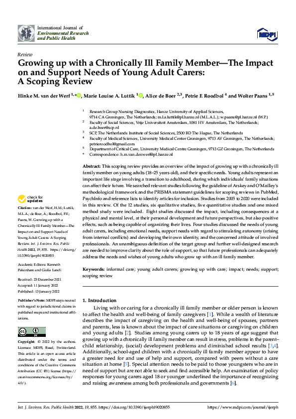 (PDF) Growing up with a Chronically Ill Family Member—The Impact on and ...