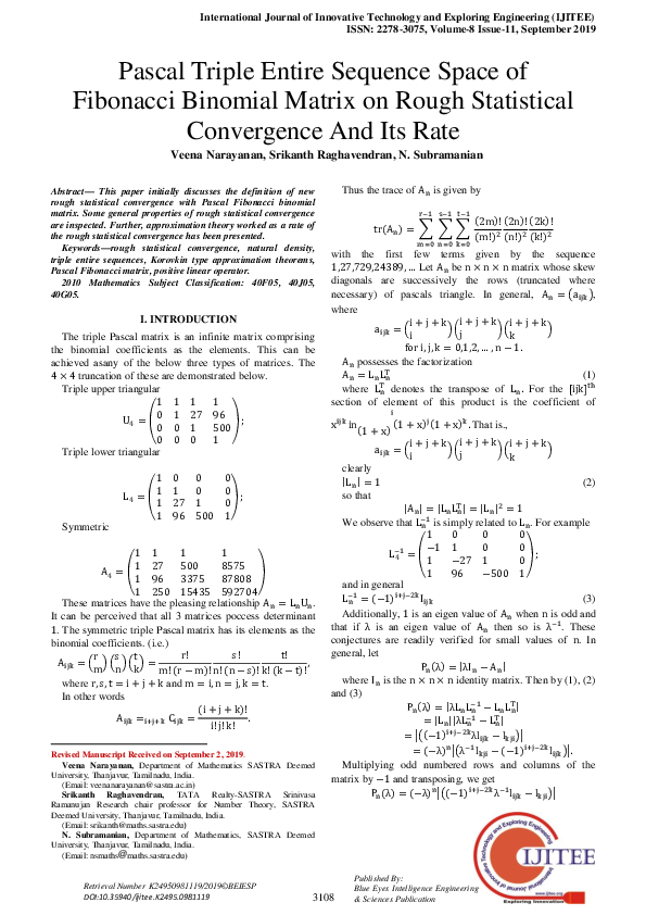 (PDF) Pascal Triple Entire Sequence Space of Fibonacci Binomial Matrix ...