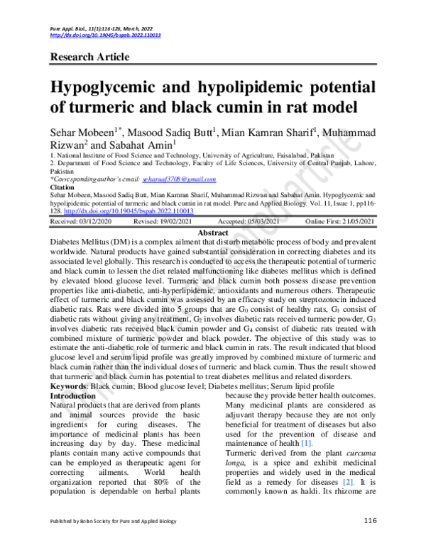 (PDF) Hypoglycemic and hypolipidemic potential of turmeric and black ...