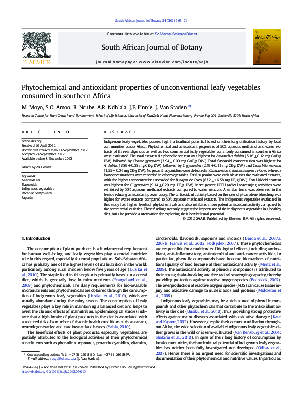 (PDF) Phytochemical and antioxidant properties of unconventional leafy ...
