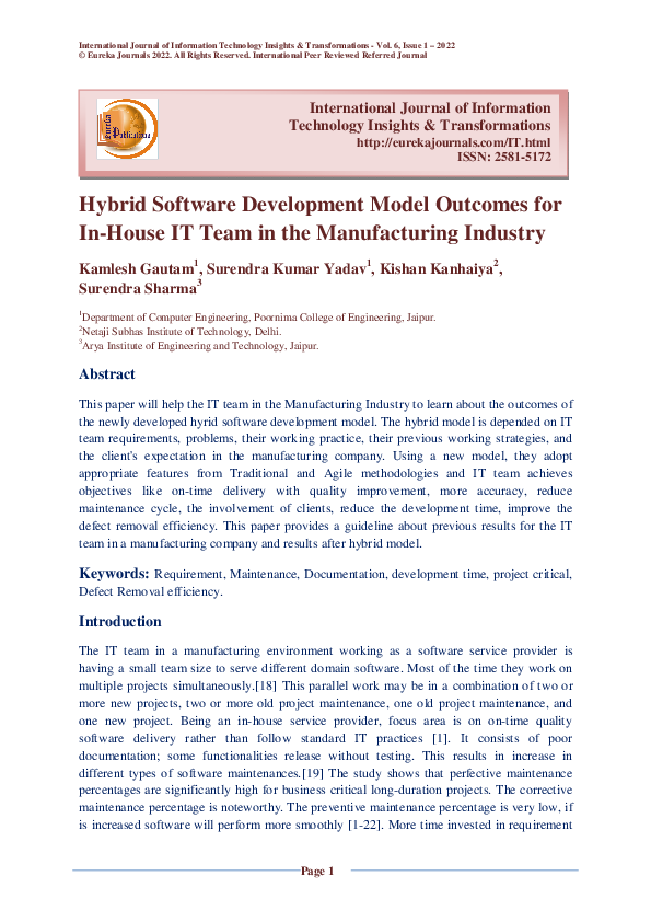 (PDF) Hybrid Software Development Model Outcomes for In-House IT Team ...