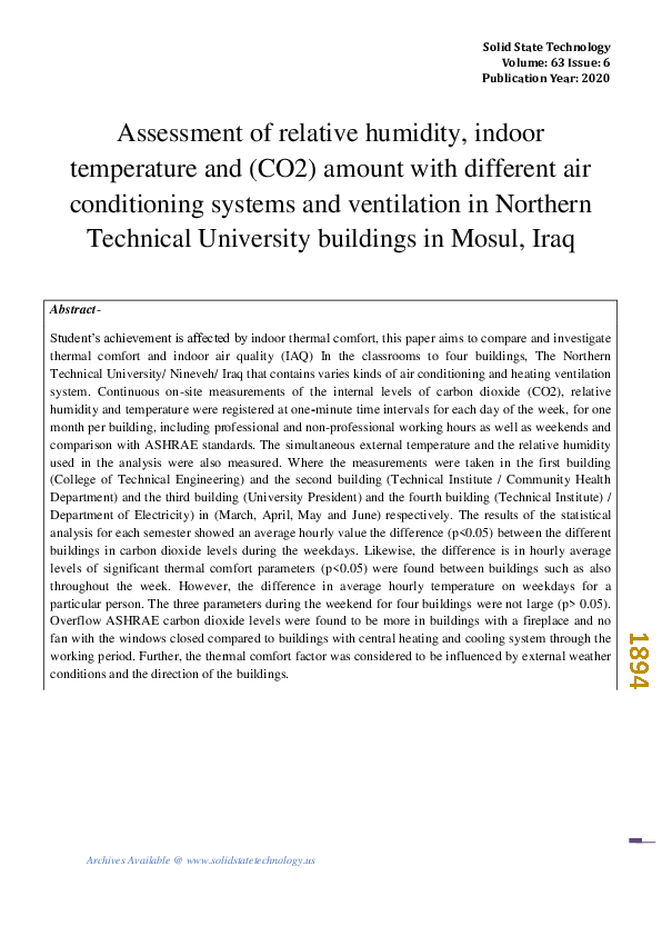 (PDF) Assessment of relative humidity, indoor temperature and (CO2 ...