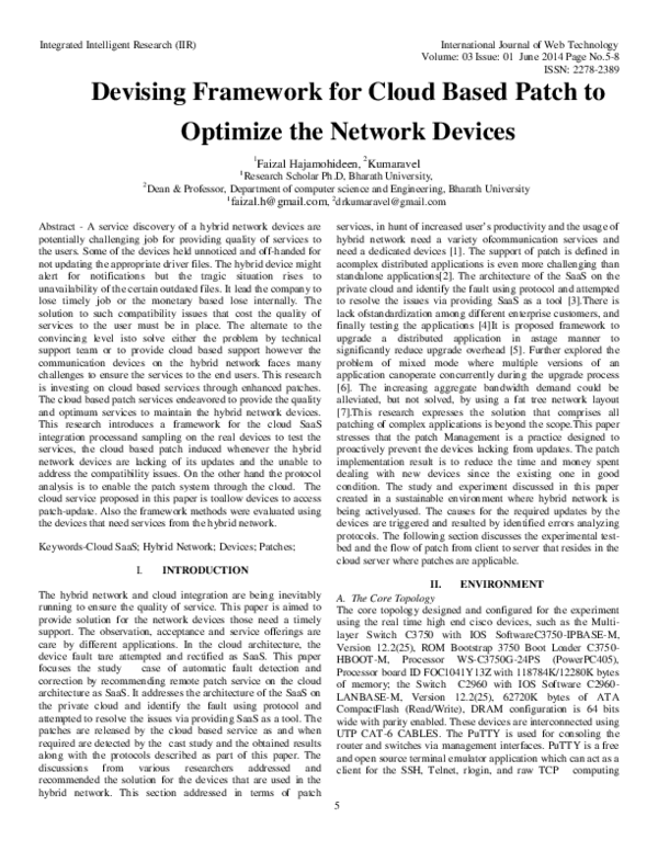 (PDF) Devising Framework for Cloud Based Patch to Optimize the Network ...
