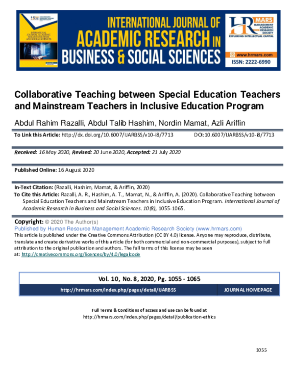 (PDF) Collaborative Teaching between Special Education Teachers and ...