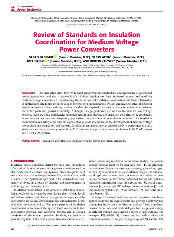 (PDF) Review of Standards on Insulation Coordination for Medium Voltage ...