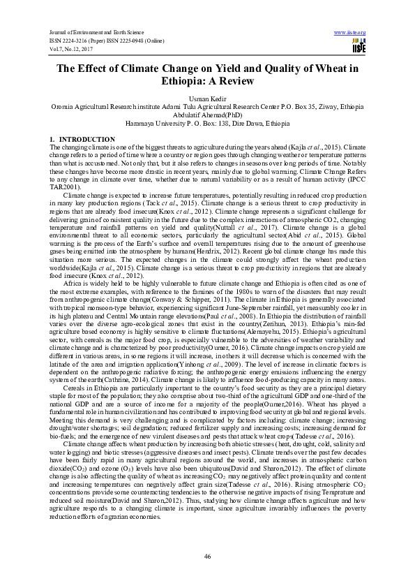 (PDF) The Effect of Climate Change on Yield and Quality of Wheat in ...