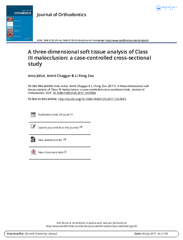 (PDF) A three-dimensional soft tissue analysis of Class III ...