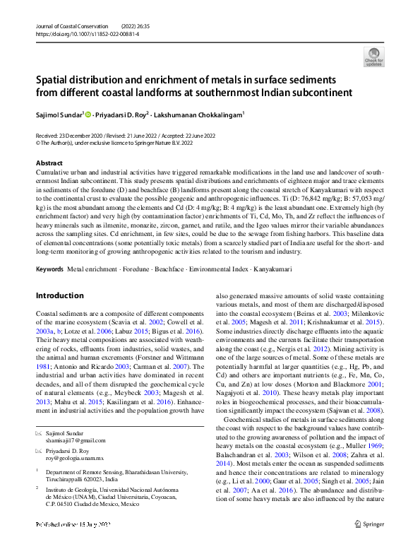 (PDF) Spatial distribution and enrichment of metals in surface ...