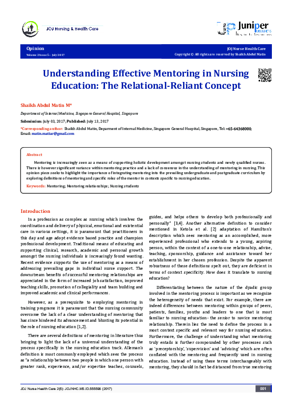 (PDF) Understanding Effective Mentoring in Nursing Education: The ...