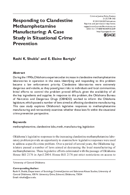 (PDF) Responding to Clandestine Methamphetamine Manufacturing: A Case ...