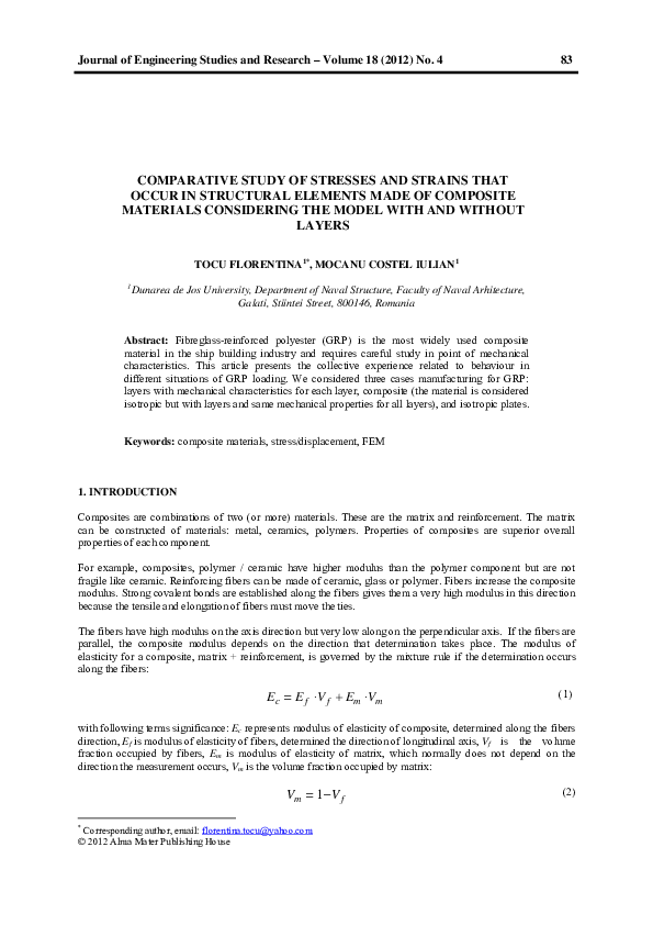 (PDF) Comparative Study of Stresses and Strains That Occur in ...