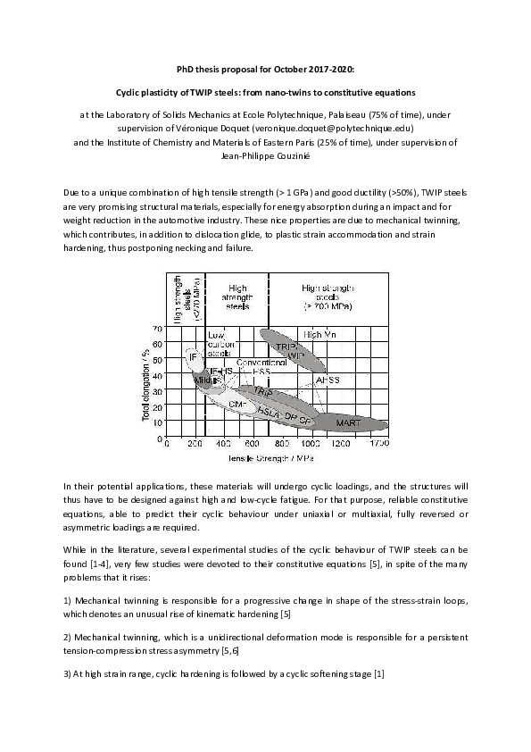 (PDF) October 2017-2020 : Cyclic plasticity of TWIP steels : from nano ...