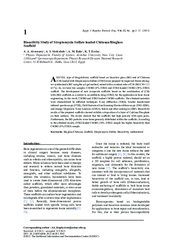 (PDF) Bioactivity Study of Streptomycin Sulfate loaded Chitosan ...