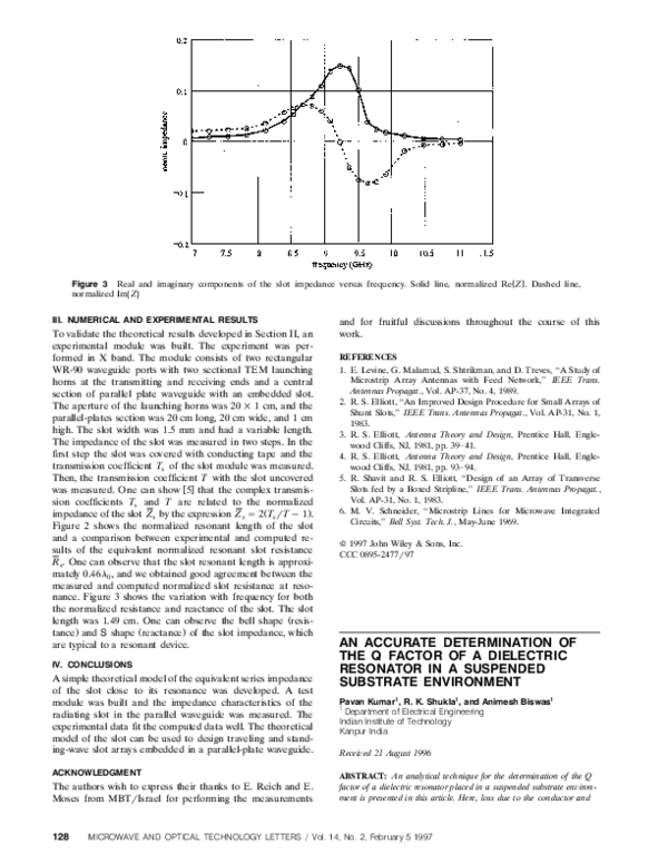 (PDF) An accurate determination of the Q factor of a dielectric
