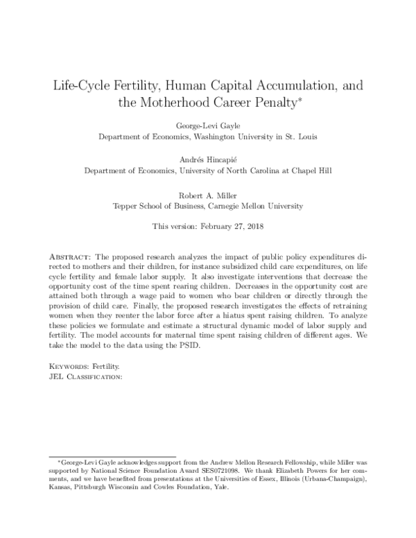 (PDF) Life-Cycle Fertility , Human Capital Accumulation , and the ...