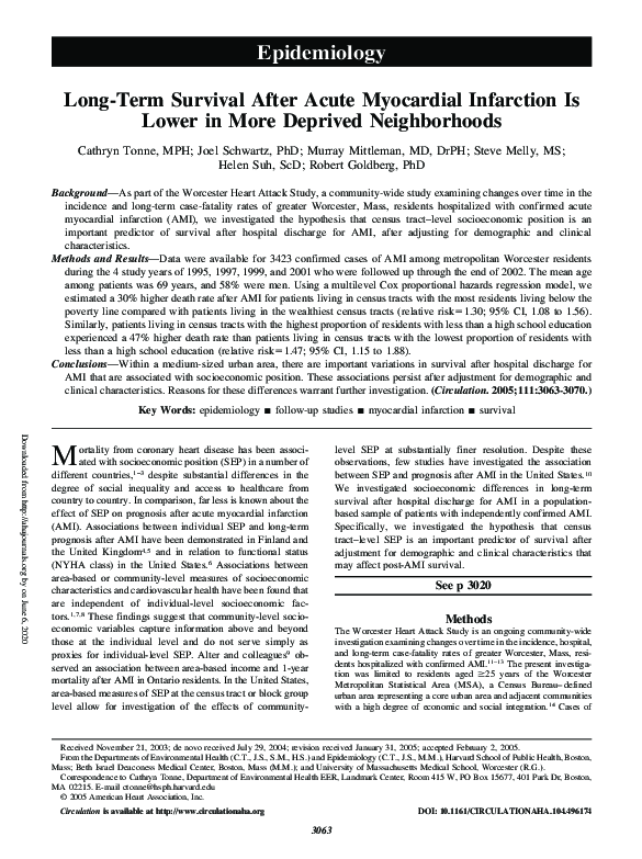(PDF) Long-Term Survival After Acute Myocardial Infarction Is Lower in ...