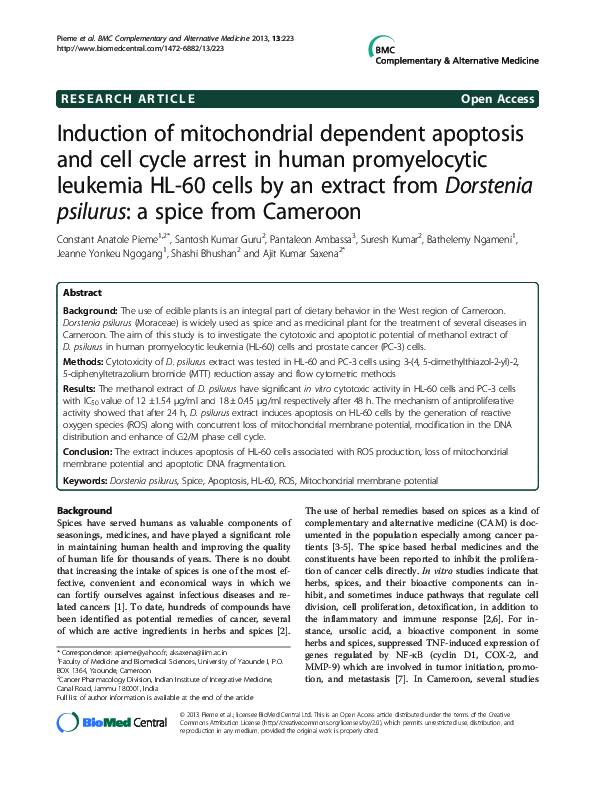 (PDF) Induction of mitochondrial dependent apoptosis and cell cycle ...