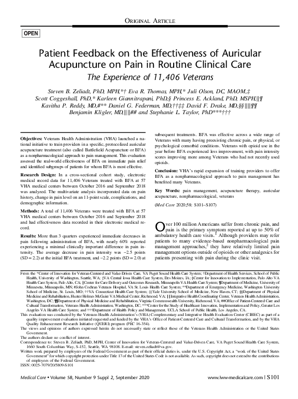 (PDF) Patient Feedback on the Effectiveness of Auricular Acupuncture on ...