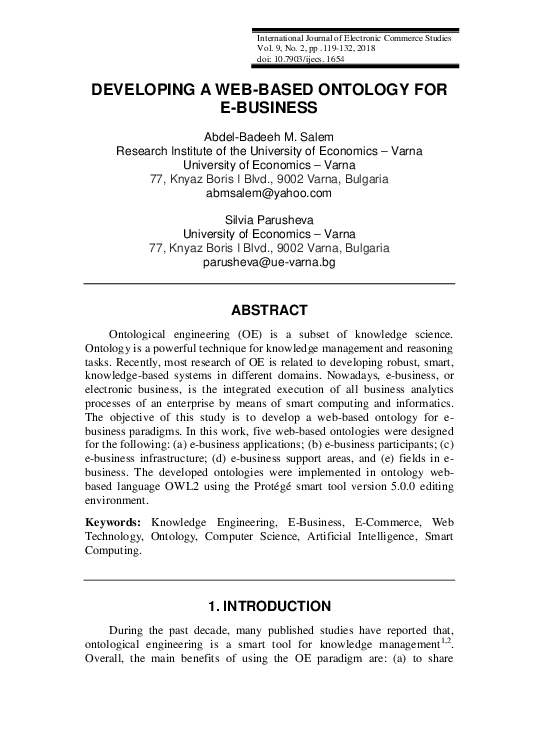 (PDF) Developing a Web-Based Ontology for E-Business