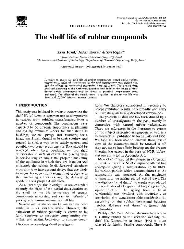 (PDF) The shelf life of rubber compounds asher thurm Academia.edu
