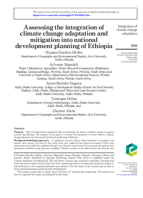 (PDF) Assessing the integration of climate change adaptation and ...