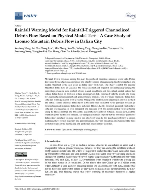 (PDF) Rainfall Warning Model for Rainfall-Triggered Channelized Debris ...