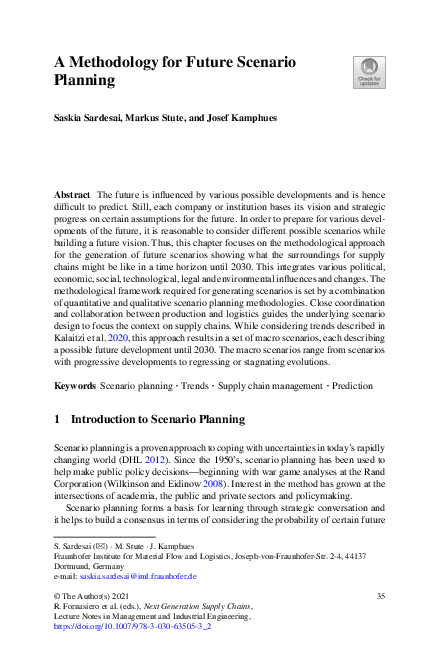 (PDF) A Methodology for Future Scenario Planning