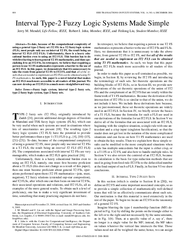(PDF) Interval Type-2 Fuzzy Logic Systems Made Simple