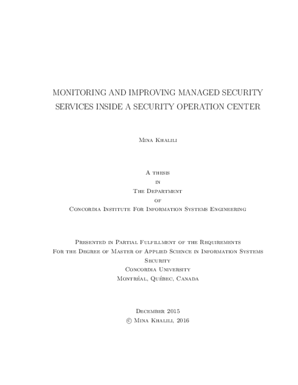 (PDF) Monitoring and Improving Managed Security Services inside a ...