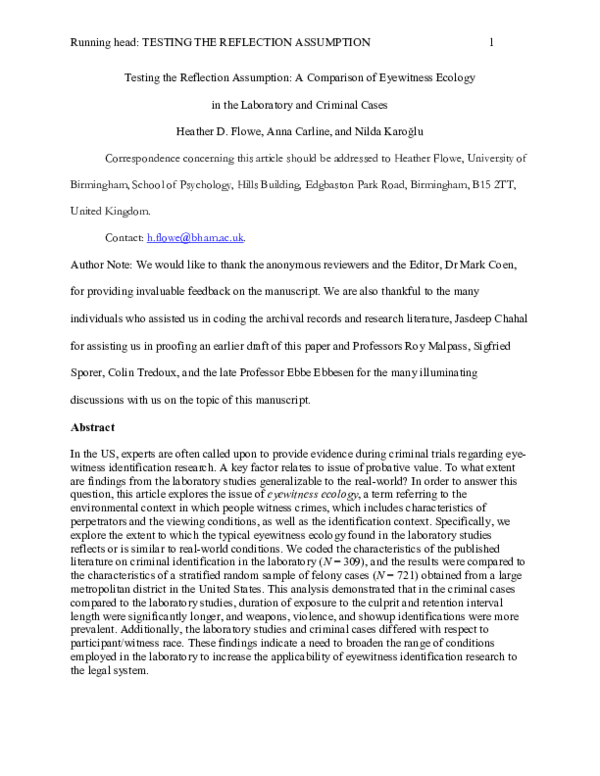 (PDF) Testing the reflection assumption