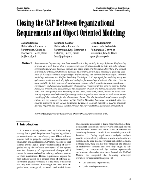(PDF) Closing the GAP between organizational requirements and object ...