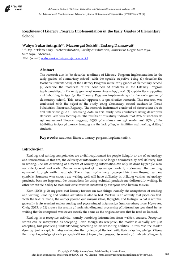 (PDF) Readiness of Literacy Program Implementation in the Early Grades ...
