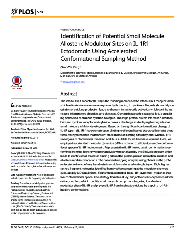 (PDF) Identification of Potential Small Molecule Allosteric Modulator ...