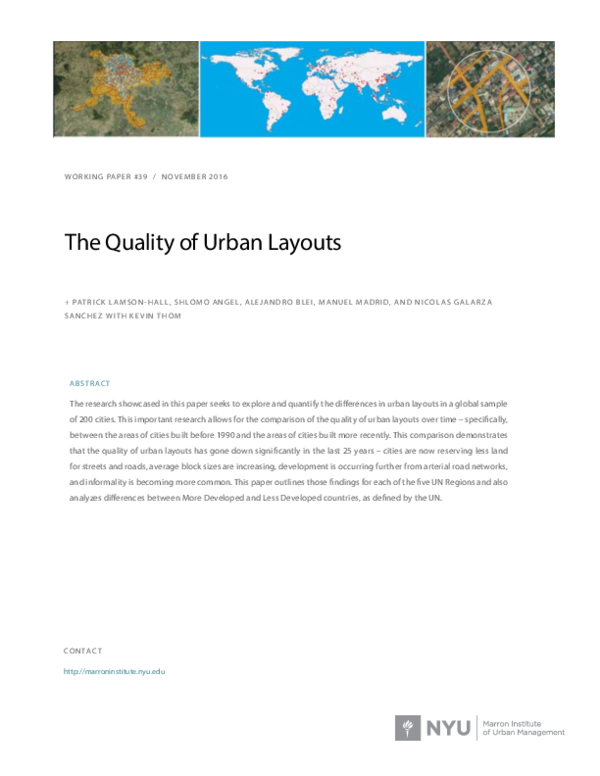 (PDF) The Quality of Urban Layouts