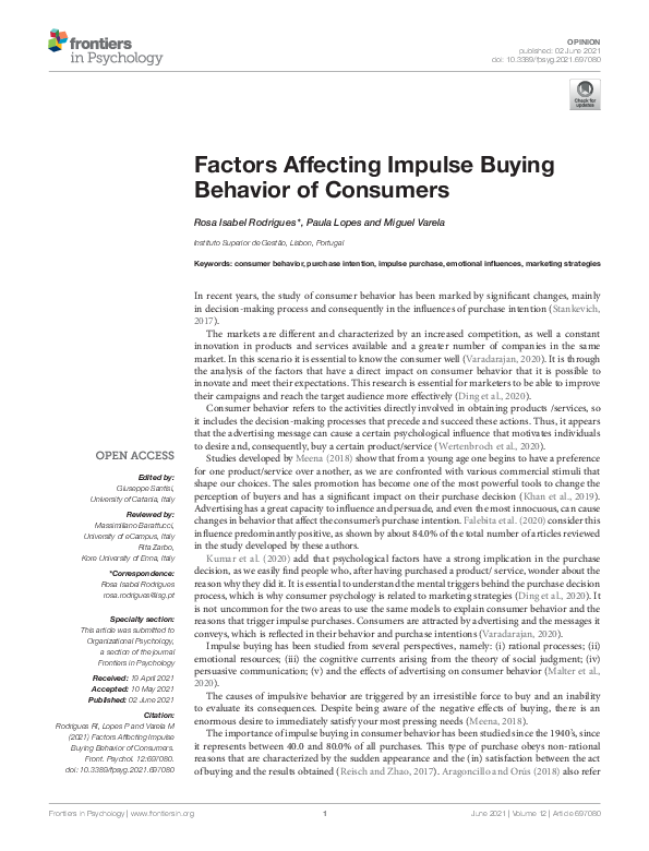 (PDF) Factors Affecting Impulse Buying Behavior of Consumers