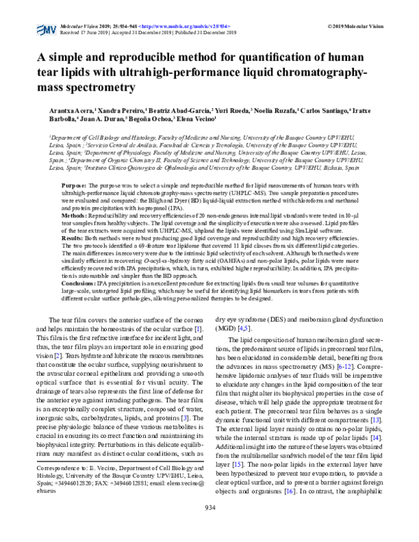 (PDF) A simple and reproducible method for quantification of human tear ...
