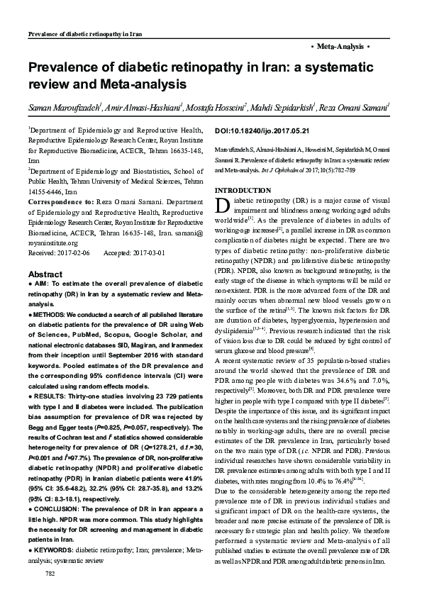 (PDF) Prevalence of diabetic retinopathy in Iran: a systematic review ...