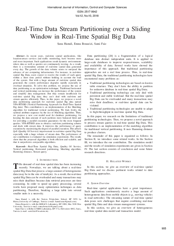 (PDF) Real-Time Data Stream Partitioning over a Sliding Window in Real ...