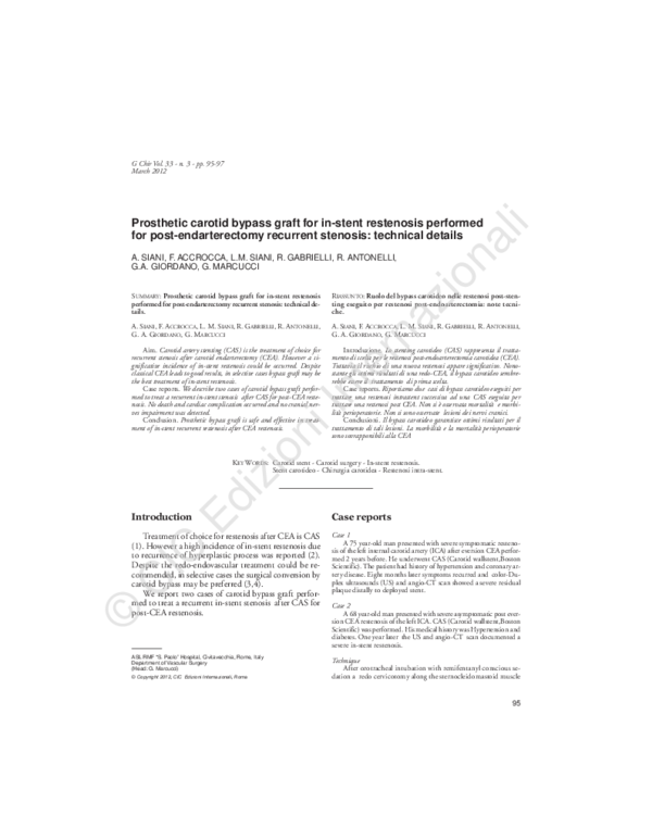 (PDF) Prosthetic carotid bypass graft for in-stent restenosis performed ...
