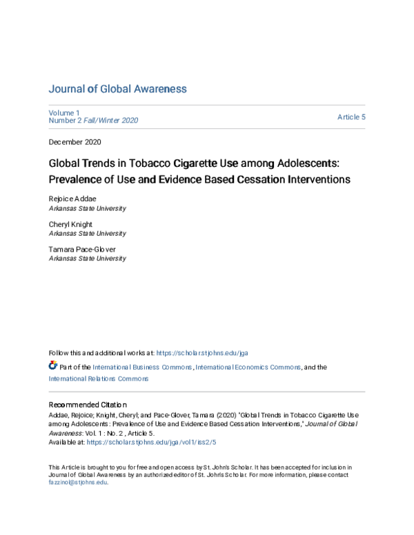 (PDF) Global Trends in Tobacco Cigarette Use among Adolescents ...