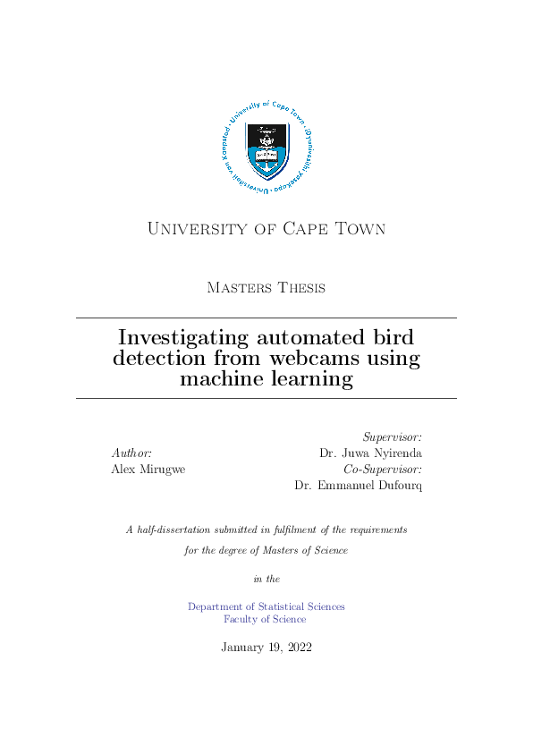 (PDF) Investigating automated bird detection from webcams using machine ...
