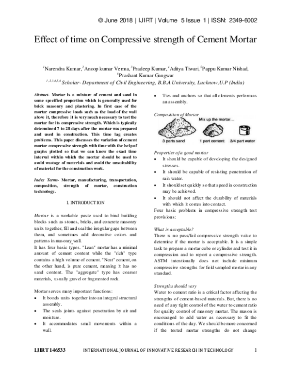(PDF) Effect of time on Compressive strength of Cement Mortar