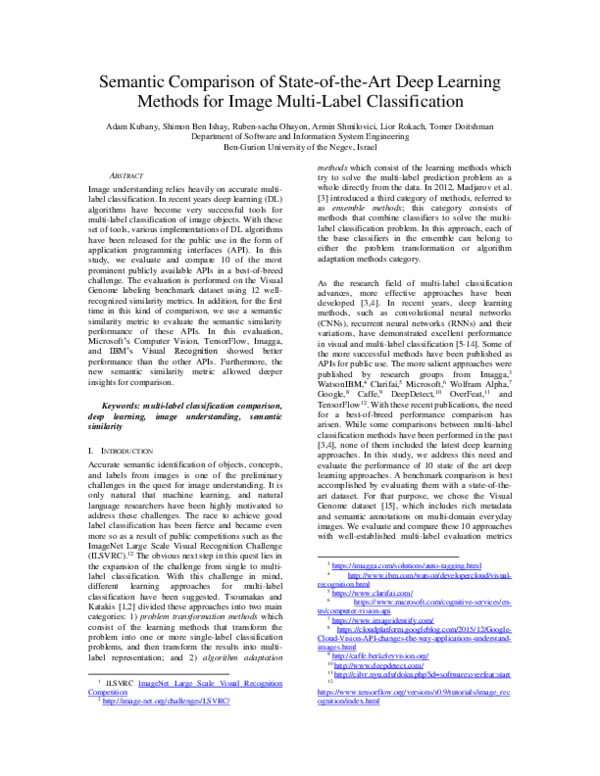 (PDF) Semantic Comparison of State-of-the-Art Deep Learning Methods for ...