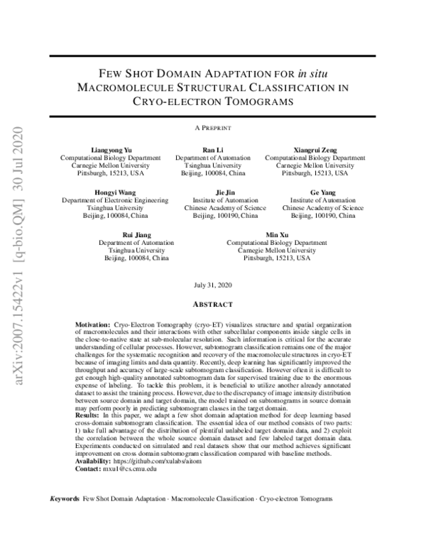 (PDF) Few shot domain adaptation for in situ macromolecule structural ...