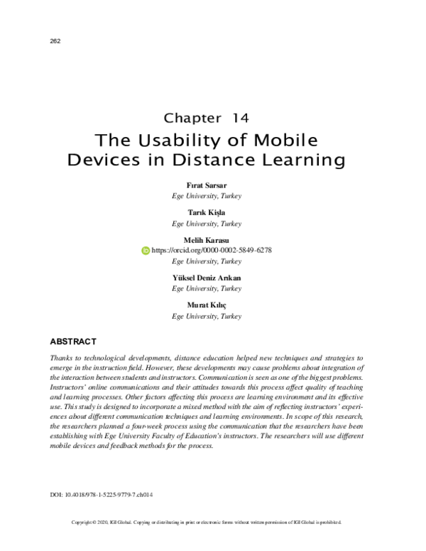 (PDF) Mobile Devices in Distance Learning Usability