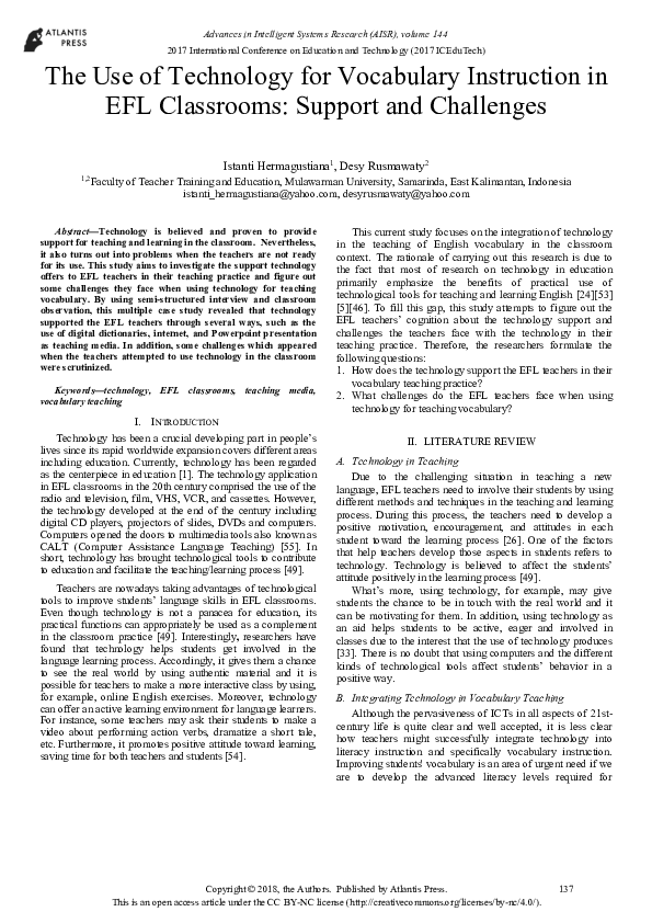 (PDF) The Use of Technology for Vocabulary Instruction in EFL ...