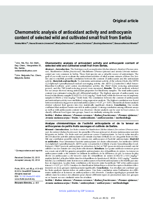 (PDF) Chemometric analysis of antioxidant activity and anthocyanin ...